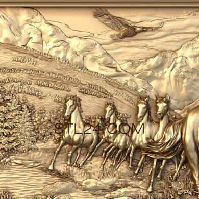 Art pano (Running herd of horses, PH_0220) 3D models for cnc